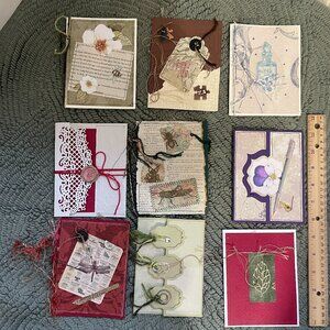 9 Handmade Blank Cards 5.5"x4.25" w/Envelopes